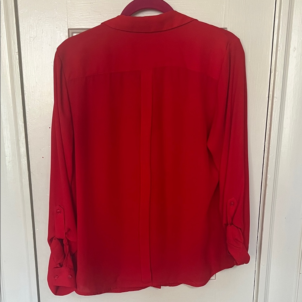 Red, button down blouse - Picture 4 of 4